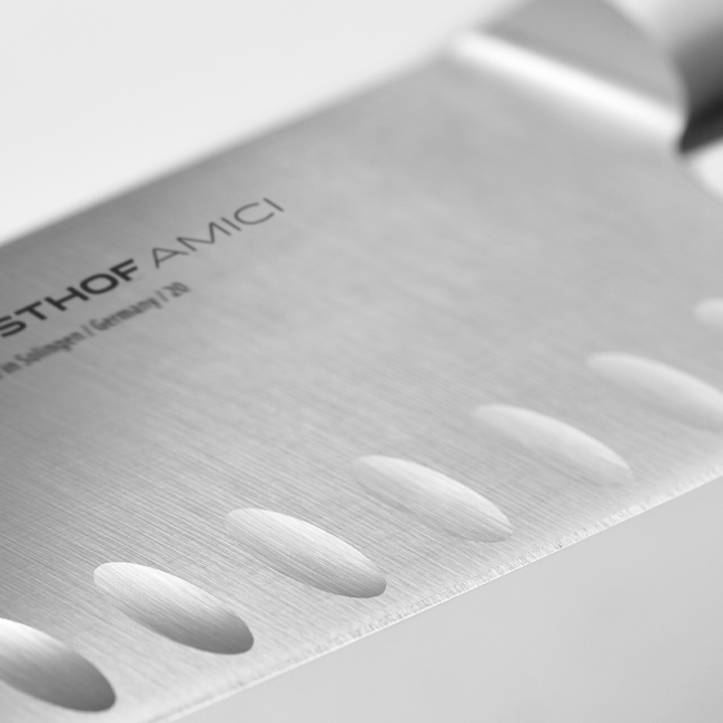 Wüsthof Amici 7-Inch Hollow Edge Santoku Knife - Blade