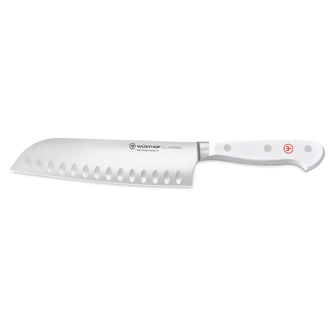 Wüsthof Classic 7” Hollow Edge Santoku Knife | White