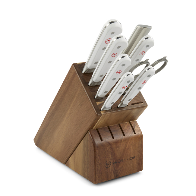 Wüsthof Classic 9-Piece Knife Block Set, Acacia | White