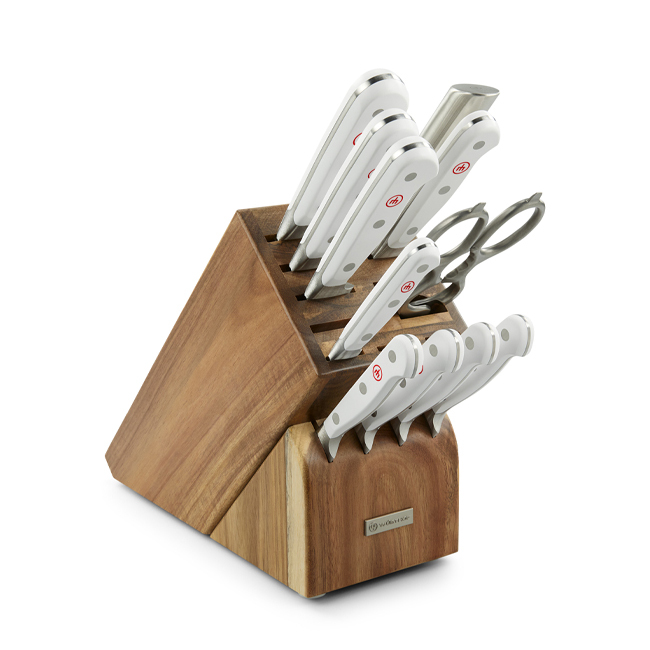 Wüsthof Classic 12-Piece Knife Block Set, Acacia | White