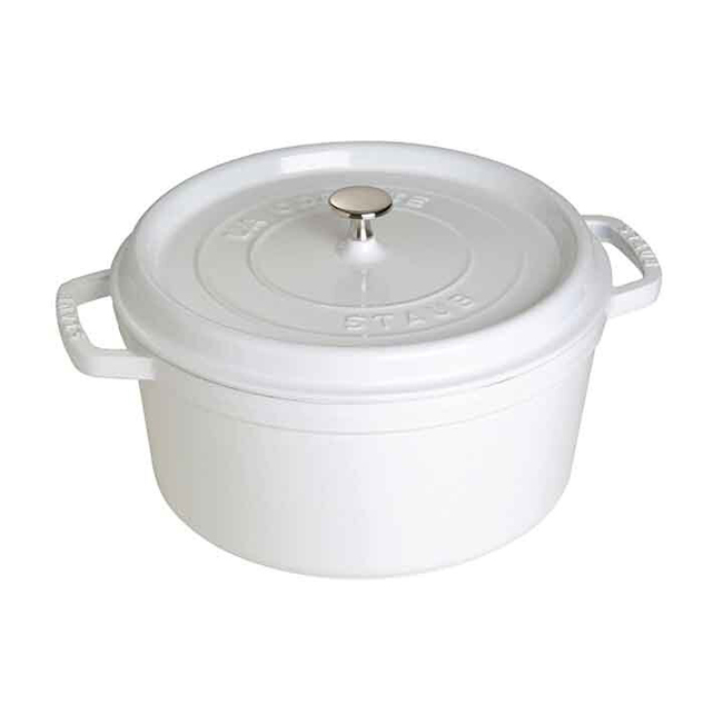 Staub Cast Iron 7 Qt. Round Cocotte - White