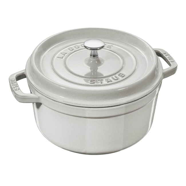 Staub Cast Iron 7 Qt. Round Cocotte - White Truffle