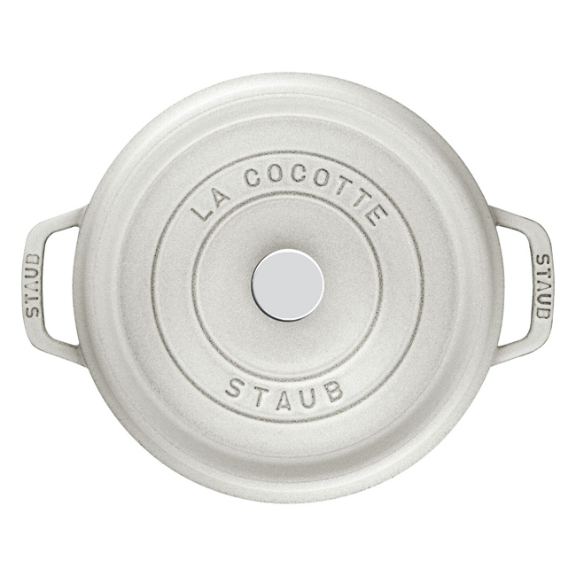 Staub Cast Iron 7 Qt. Round Cocotte - White Truffle