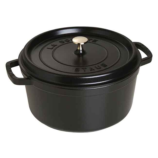 Staub Cast Iron 7 Qt. Round Cocotte - Matte Black