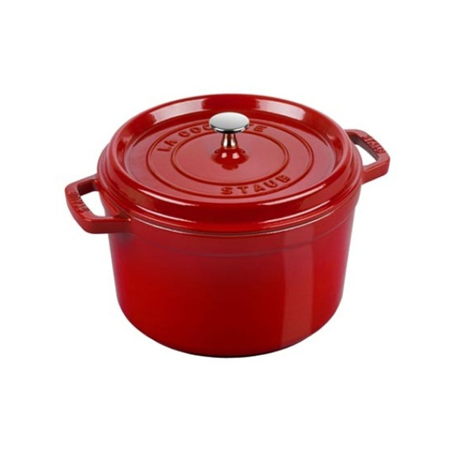 Staub Cast Iron Round 5 Qt., Tall Cocotte - Cherry Red