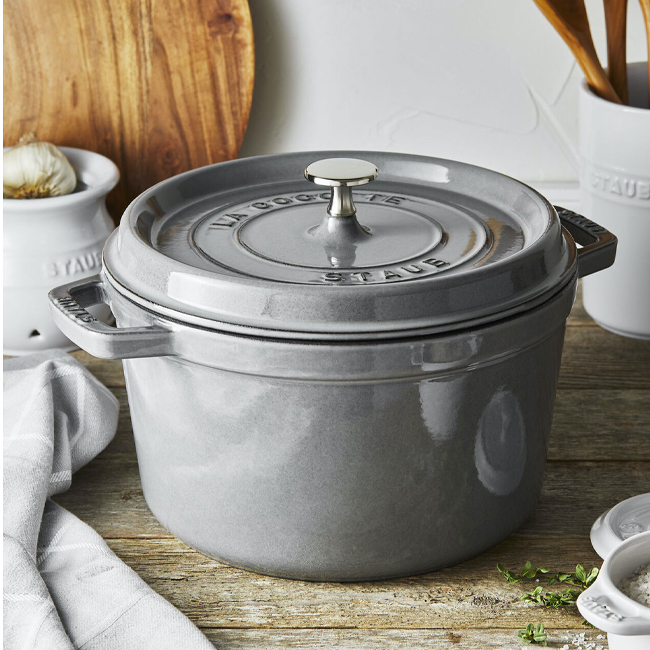 Staub Cast Iron Round 5 Qt., Tall Cocotte | Graphite Grey