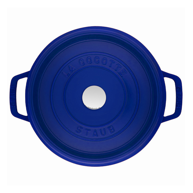 Staub Cast Iron Round 5 Qt., Tall Cocotte | Dark Blue - Lid