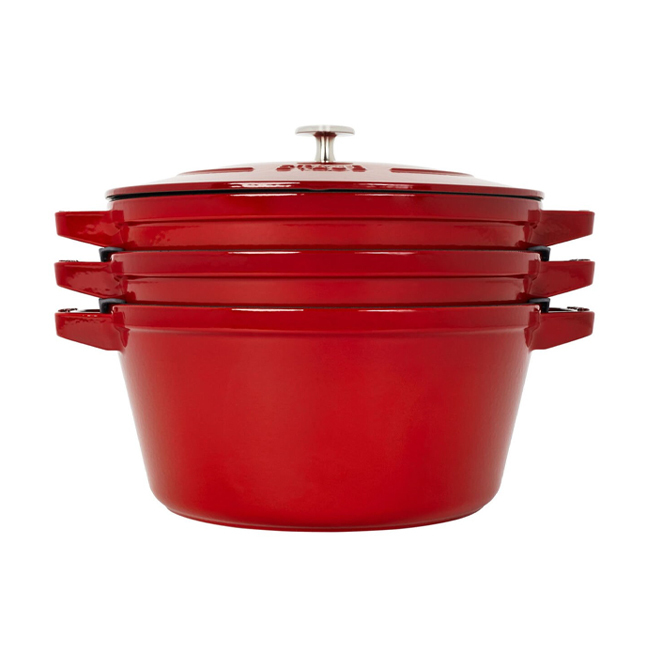 Staub 4-Pc Cast Iron Stackable Set | Cherry