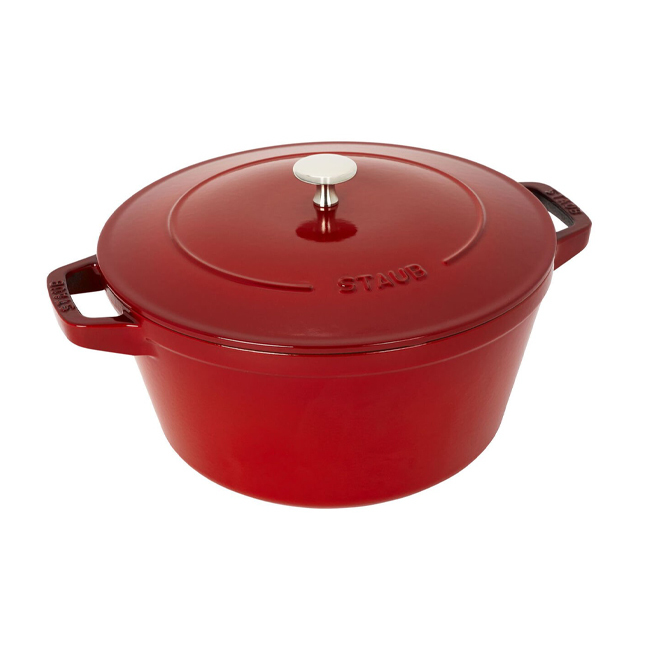 Staub 4-Pc Cast Iron Stackable Set | Cherry -  5.25-quart Round Cocotte w/lid