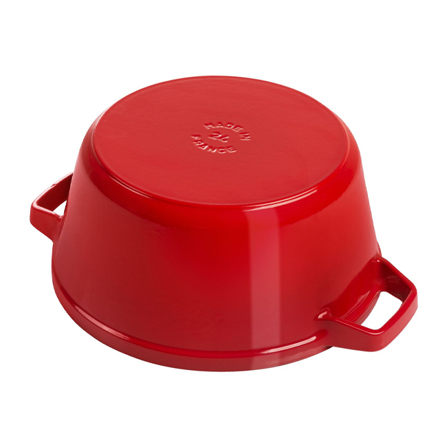 Staub 4-Pc Cast Iron Stackable Set | Cherry -  5.25-quart Round Cocotte Bottom