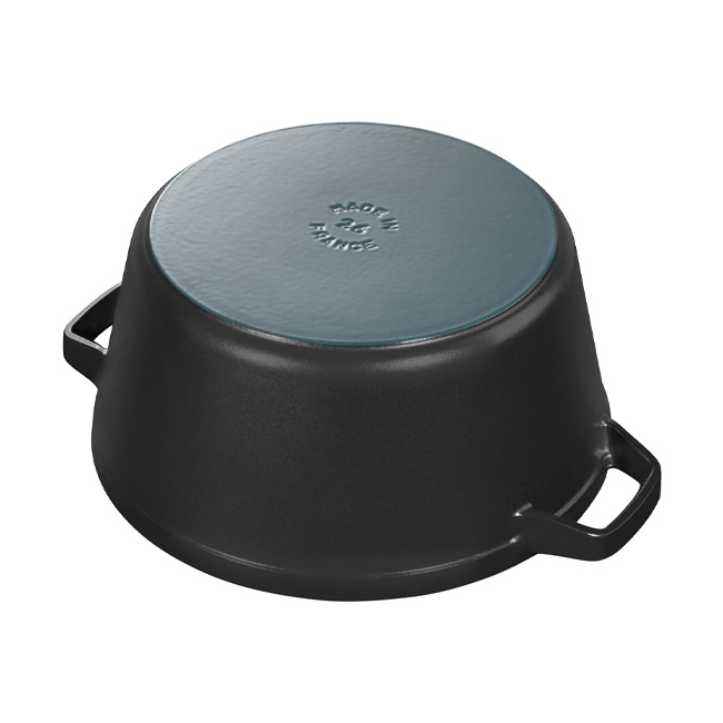 Staub 4-Pc Cast Iron Stackable Set | Black -  5.25-quart Round Cocotte Bottom