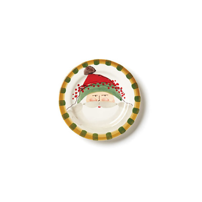 Vietri Old St. Nick Round Salad Plate - Green Hat