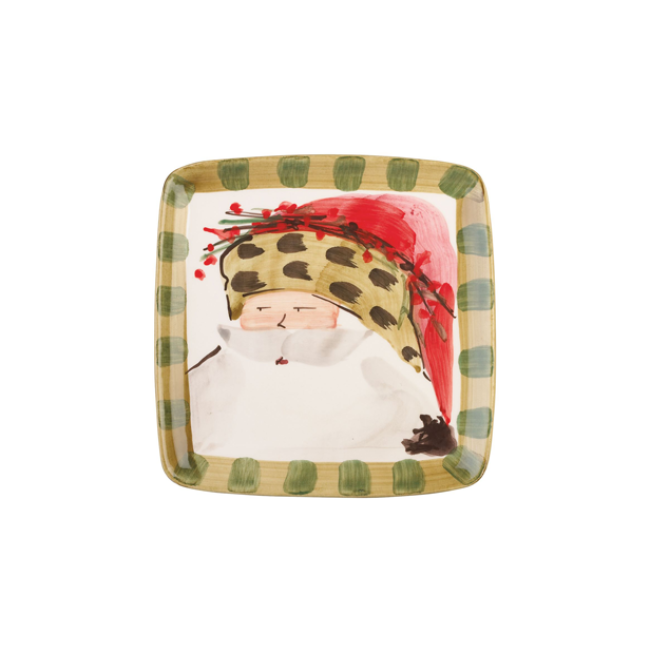 Vietri Old St. Nick Square Salad Plate - Animal Hat