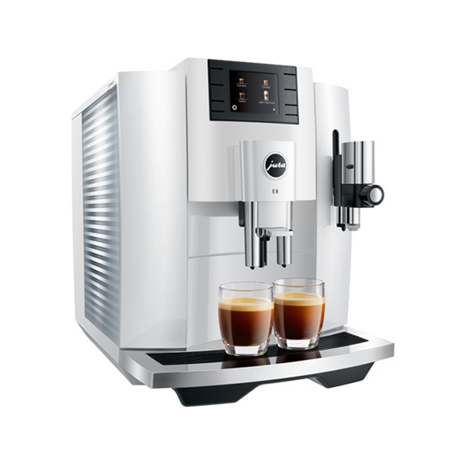 Jura E8 Automatic Coffee Center - White - Left quarter view