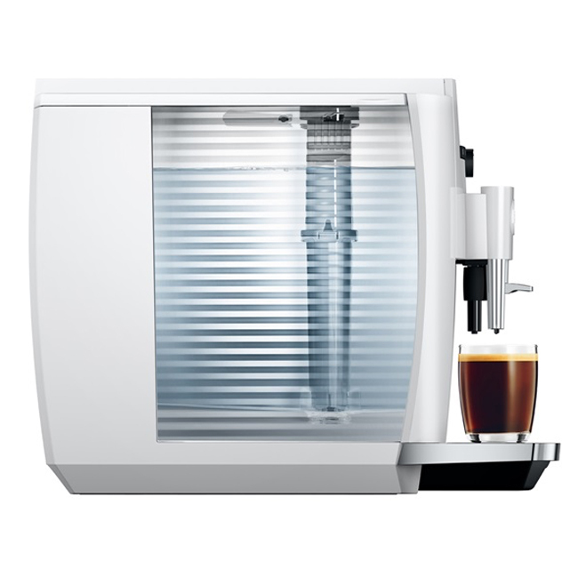 Jura E4 Automatic Coffee Center - Piano White | Left Side