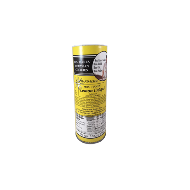 Mrs. Hanes Lemon Crisps Moravian Cookie Tube