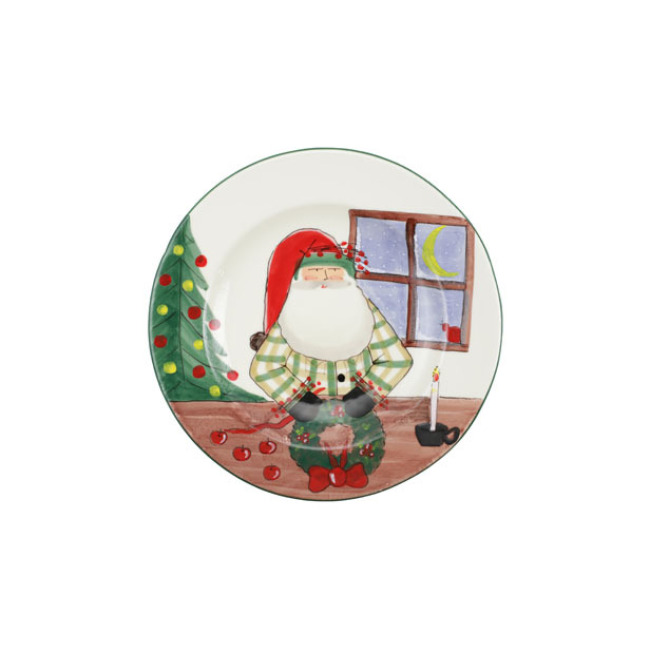 Vietri Old St. Nick Rimmed Round Platter w/ Wreath