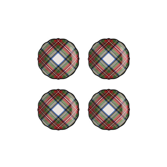 Juliska Stewart Tartan Cocktail Plate Set