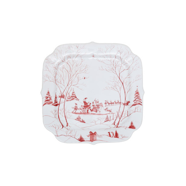 Juliska Country Estate Winter Frolic Ruby Santa's Cookie Tray 'Naughty and Nice List'