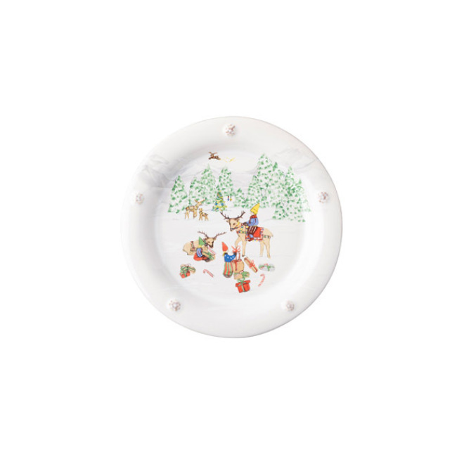 Juliska Berry & Thread North Pole Cocktail Plates Assorted Set of 4 1