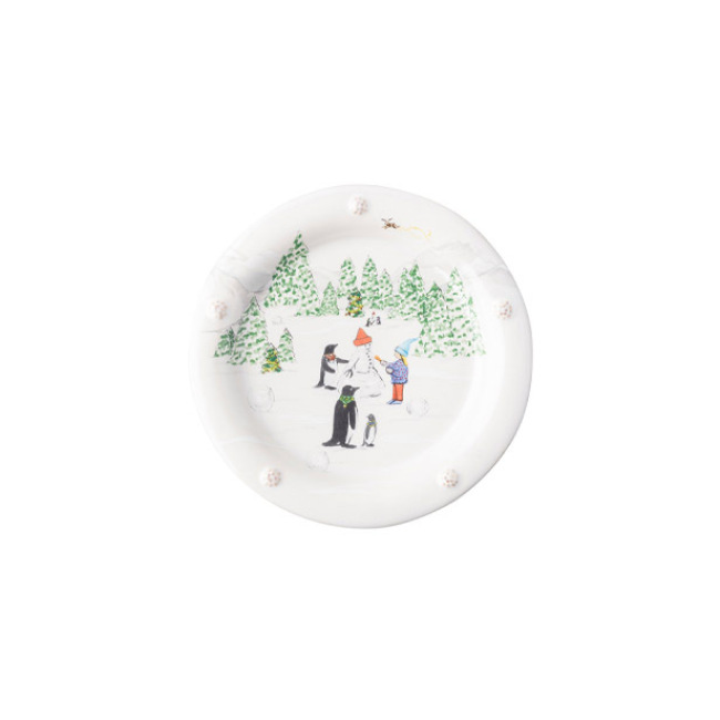 Juliska Berry & Thread North Pole Cocktail Plates Assorted Set of 4 4