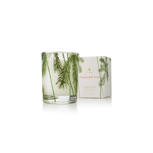 THYMES Frasier Fir Votive Candle, Pine Needle Design