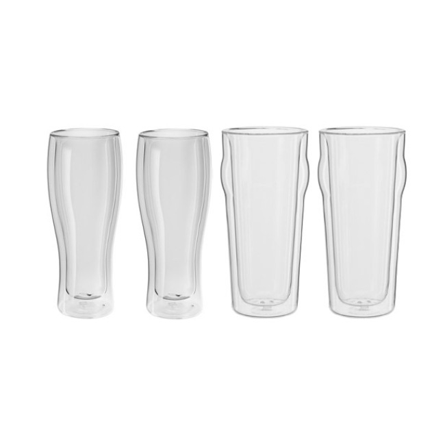 Zwilling J A Henckels Sorrento Bar 4 Pc, Double-Wall 16 oz. Pint & 14 oz. Pilsner Glass Set 1