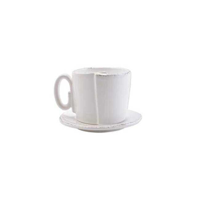 Vietri Lastra White Cup and Saucer 1