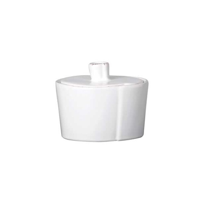 Vietri Lastra White Sugar Bowl