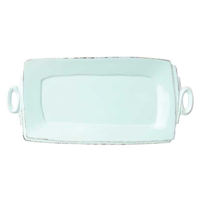 Vietri Lastra Handled Rectangular Platter - Aqua