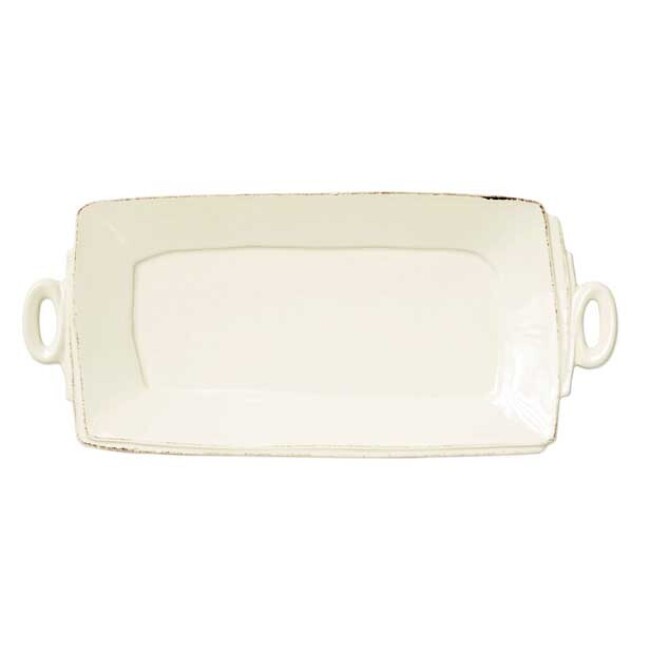 Vietri Lastra Handled Rectangular Platter - Linen