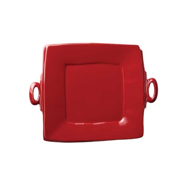 Vietri Lastra Handled Square Platter - Red