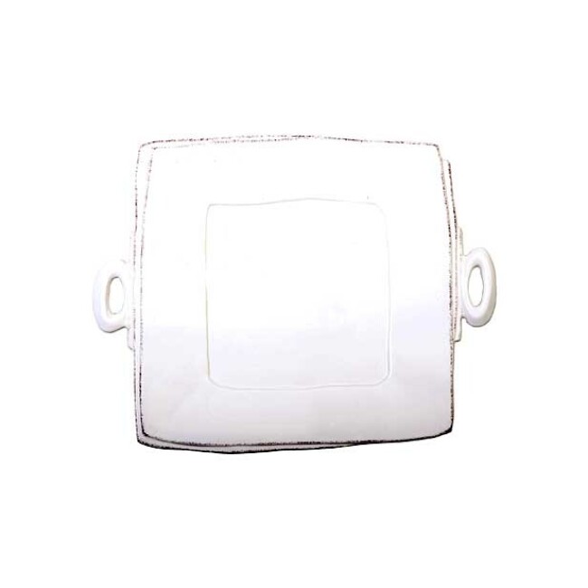 Vietri Lastra Handled Square Platter - White