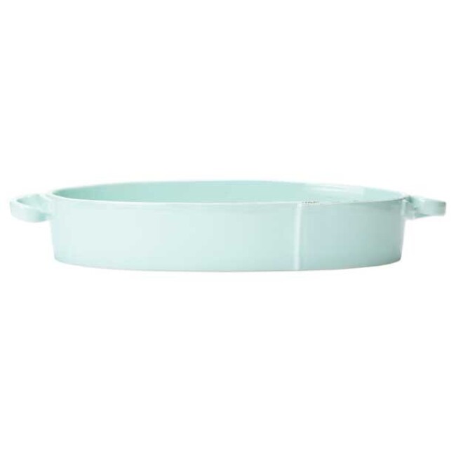 Vietri Lastra Handled Oval Baker - Aqua