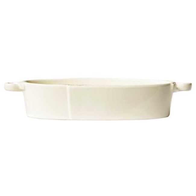 Vietri Lastra Handled Oval Baker - Linen