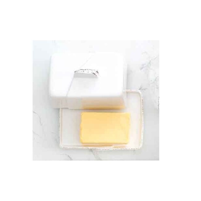 Vietri Lastra White Butter Dish 2