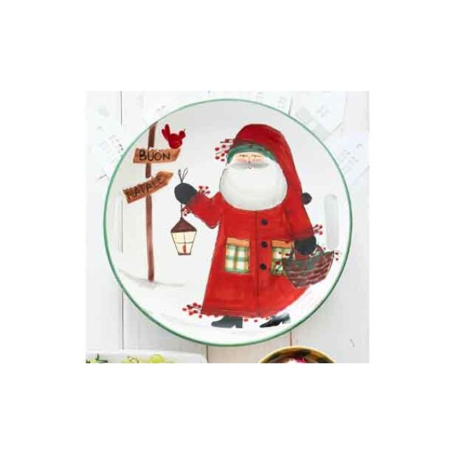 Vietri Old St. Nick Handled Round Tray w/ Lantern in box