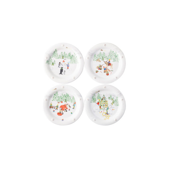 Juliska Berry & Thread North Pole Scalloped Dessert/Salad Plates Set of 4