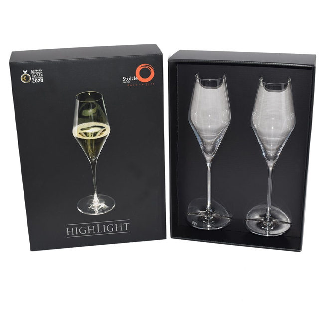 Stölzle Quatrophil Champagne Highlight White Flute 10 oz. | Set of 2