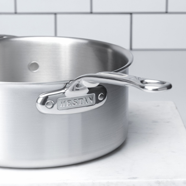 Hestan | Thomas Keller Insignia™ Commercial Clad Stainless Steel 4 Qt. Open Sauce Pot w/helper handle - Handle