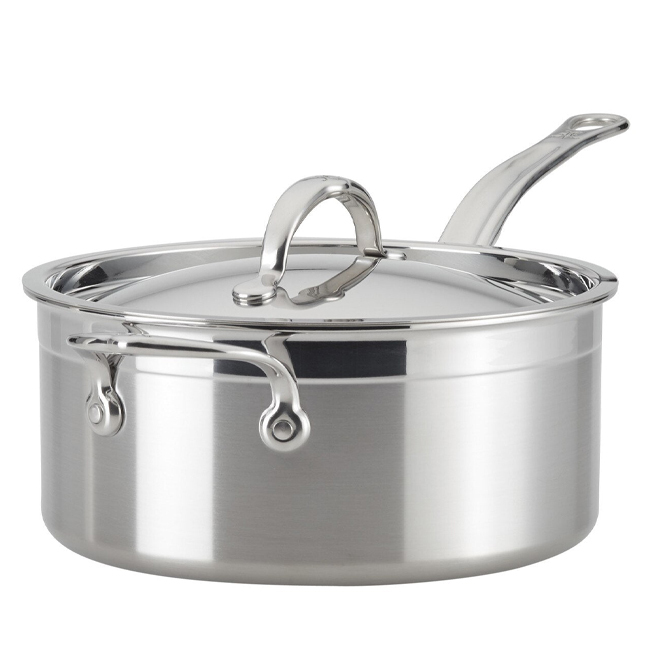 Hestan ProBond® Professional Clad Stainless Steel 4.0 Qt. Covered Saucepan w/Helper Handle