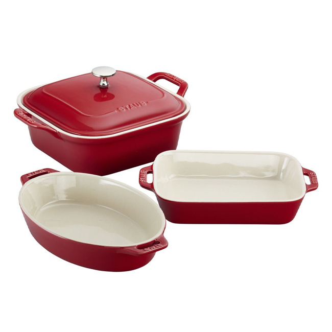 Staub Ceramic 4-Piece Baking Dish Set | Cherry Red