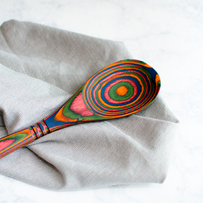 Island Bamboo 12” Pakkawood Spoon, Rainbow