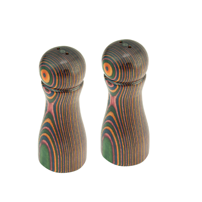 Island Bamboo Pakkawood Salt & Pepper Shakers, Rainbow