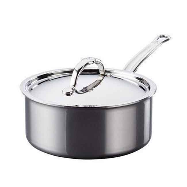 Hestan NanoBond Titanium Stainless Steel Saucepan with Lid, Stainless Steel, 2.0-Quart