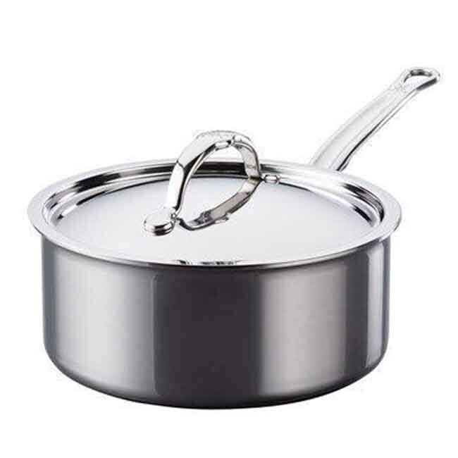 Hestan NanoBond Titanium Stainless Steel Saucepan with Lid, Stainless Steel, 3.0-Quart