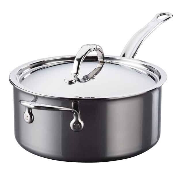 Hestan NanoBond Titanium Stainless Steel Saucepan with Lid, Stainless Steel, 4.0-Quart