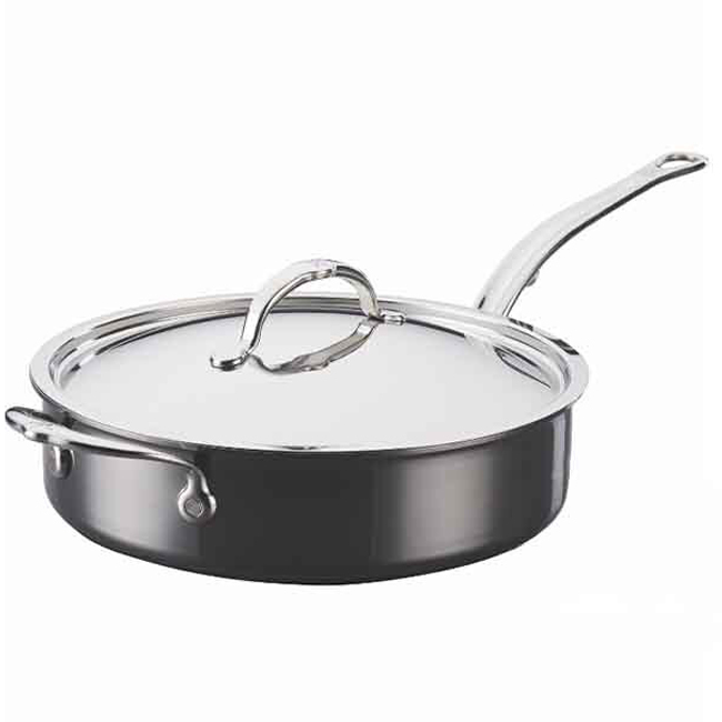 Hestan NanoBond Titanium Stainless Steel Sauté Pan with Lid, Stainless Steel, 5.0 Quart