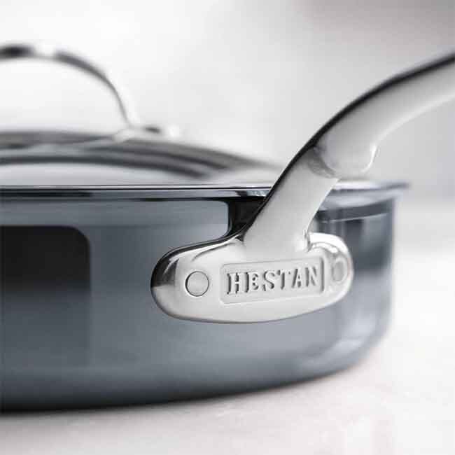 Hestan NanoBond Titanium Stainless Steel Sauté Pan with Lid, Stainless Steel, 3.5 Quart