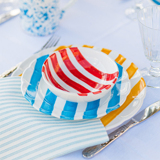 Vietri Amalfitana Aqua Stripe Salad Plate - lifestyle